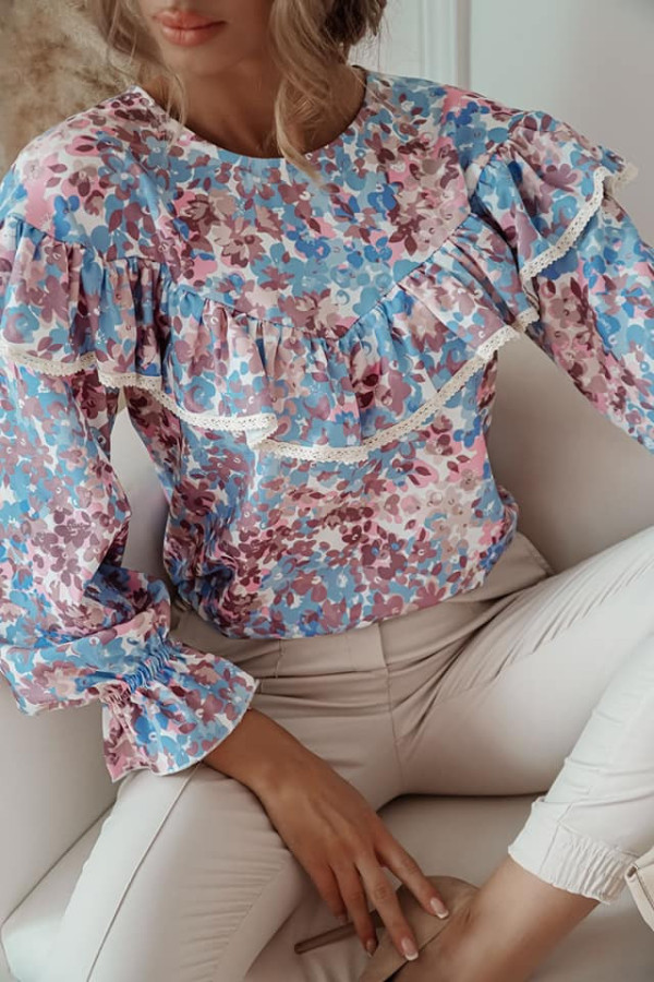 Bluzka koszulowa w kwiaty